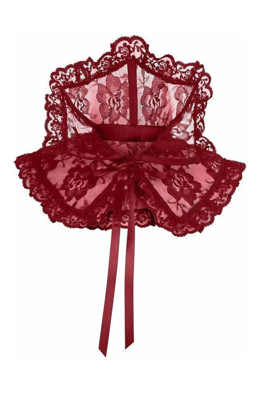 Dark Red Lace Neck Collar - Daisy Corsets