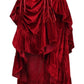 Dark Red Velvet Adjustable High Low Bustle Skirt - Daisy Corsets