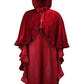 Dark Red Velvet Hooded Ruffle Cape - Daisy Corsets