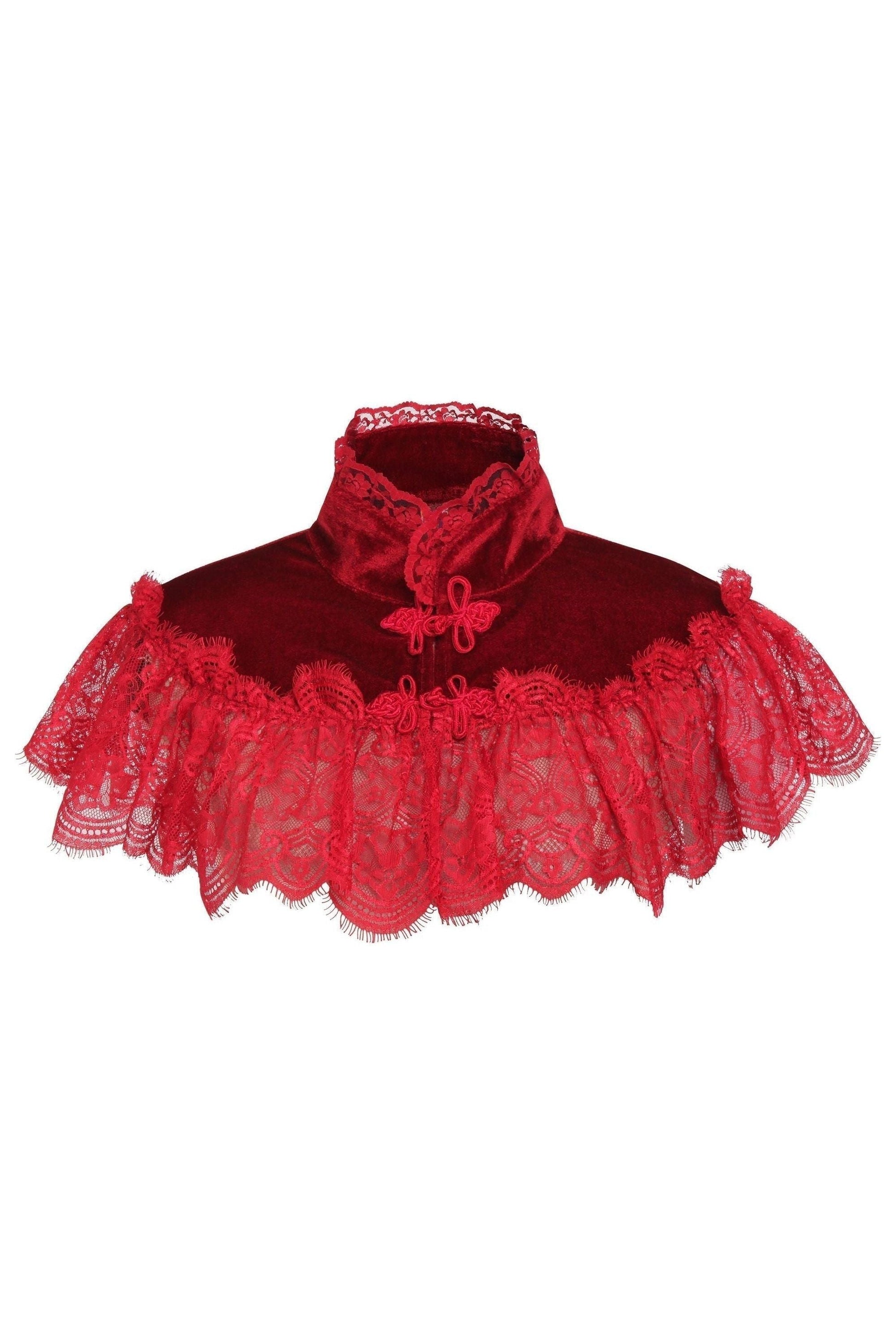 Dark Red Velvet & Lace Capelet - Daisy Corsets