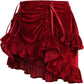 Dark Red Velvet Ruched Bustle Skirt - Daisy Corsets