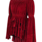 Dark Red Velvet Ruffle Dress - Daisy Corsets
