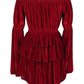 Dark Red Velvet Ruffle Dress - Daisy Corsets