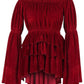 Dark Red Velvet Ruffle Dress - Daisy Corsets