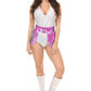 Fuchsia Hologram Fringe Mini Skirt - Daisy Corsets