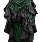 Green/Black Brocade Adjustable High Low Bustle Skirt - Daisy Corsets