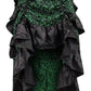 Green/Black Brocade Adjustable High Low Bustle Skirt - Daisy Corsets