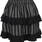 Grey/Black Striped Ruched Bustle Skirt - Daisy Corsets