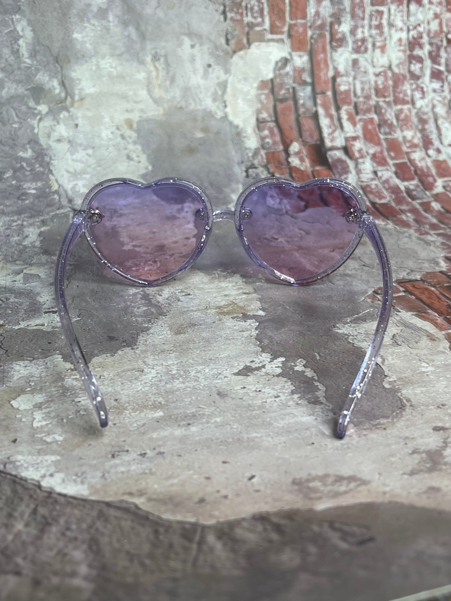 Purple Glitter Gradient Polarized Heart Shaped Sunglasses