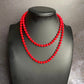Vintage Monet Red Glass Bead Necklace