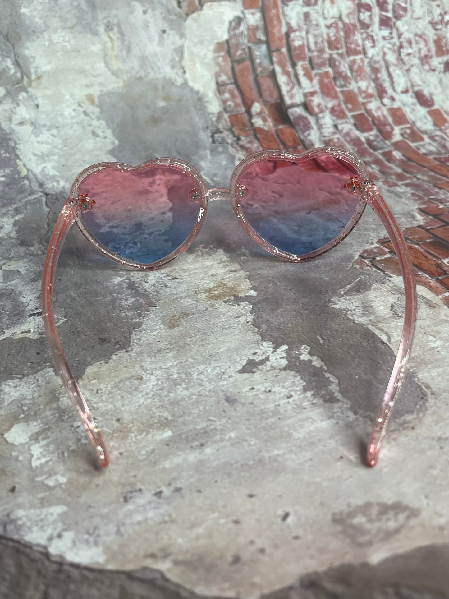 Pink Glitter Gradient Polarized Heart Shaped Sunglasses