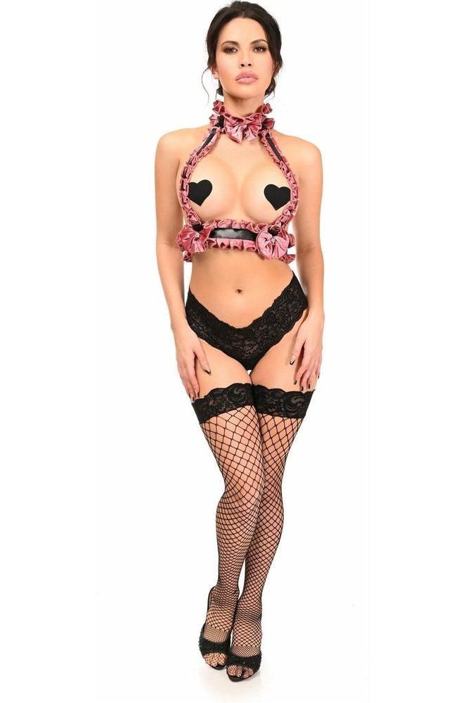Kitten Collection Dusty Rose Velvet Double Strap Body Harness - Daisy Corsets