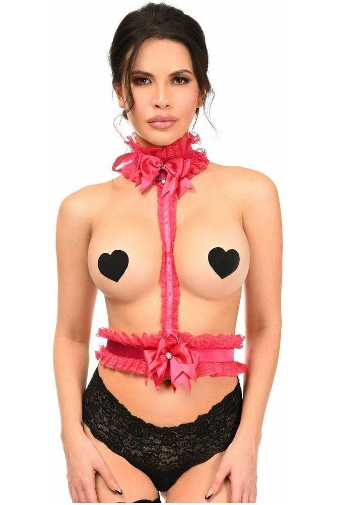 Kitten Collection Fuchsia/Fuchsia Lace Single Strap Body Harness - Daisy Corsets