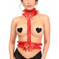 Kitten Collection Red/Red Lace Single Strap Body Harness - Daisy Corsets