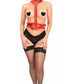 Kitten Collection Red/Red Lace Single Strap Body Harness - Daisy Corsets