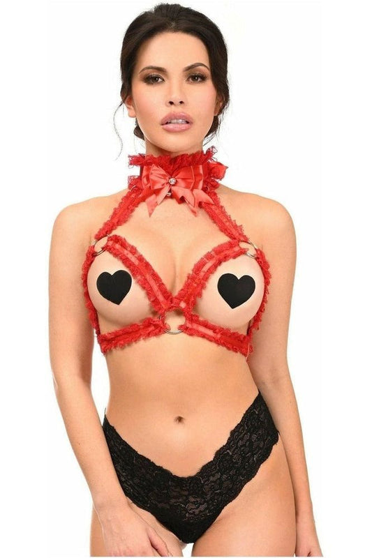Kitten Collection Red/Red Triangle Top Body Harness - Daisy Corsets