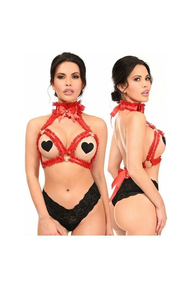 Kitten Collection Red/Red Triangle Top Body Harness - Daisy Corsets