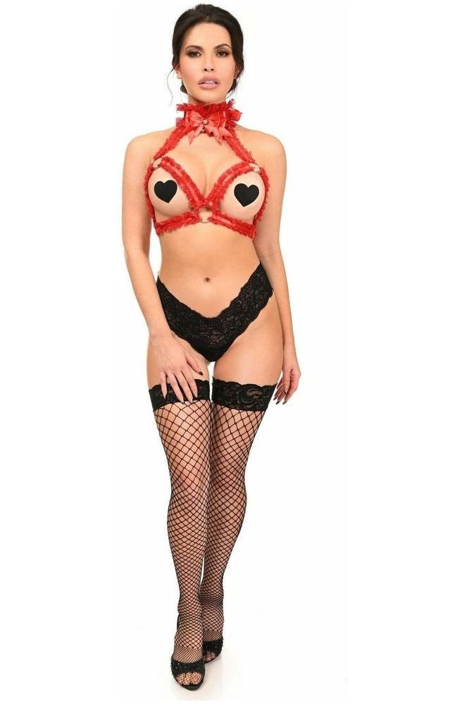 Kitten Collection Red/Red Triangle Top Body Harness - Daisy Corsets