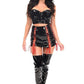 Lavish 2 PC Black Patent Bustier & Lace - Up Skirt Set - Daisy Corsets