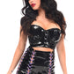 Lavish 2 PC Black Patent Bustier & Skirt Set - Daisy Corsets