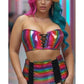 Lavish 2 PC Rainbow Glitter Bustier & Skirt Set - Daisy Corsets