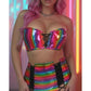 Lavish 2 PC Rainbow Glitter Bustier & Skirt Set - Daisy Corsets