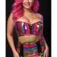 Lavish 2 PC Rainbow Glitter Bustier & Skirt Set - Daisy Corsets