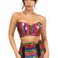 Lavish 2 PC Rainbow Glitter Bustier & Skirt Set - Daisy Corsets