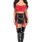 Lavish 2 PC Red/Black Patent Bustier & Skirt Set - Daisy Corsets