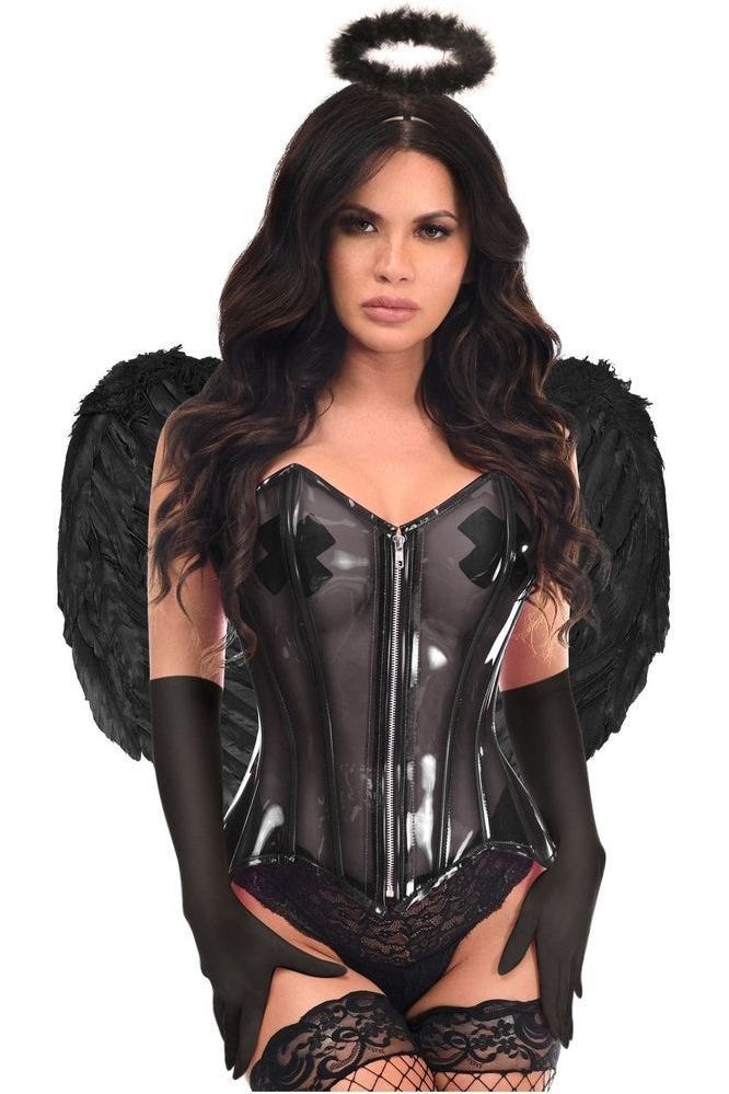 Lavish 4 PC Clear Black Dark Angel Corset Costume - Daisy Corsets