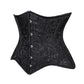 Lavish Black Brocade Waist Cincher Under Bust Corset w/Front Busk Closure - Daisy Corsets