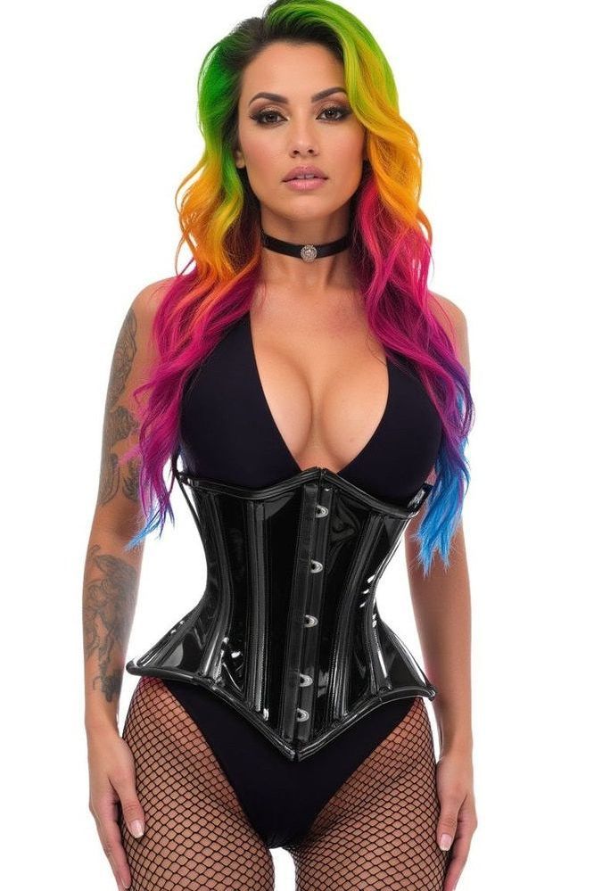 Lavish Black Clear Curvy Underbust Waist Cincher Corset - Daisy Corsets