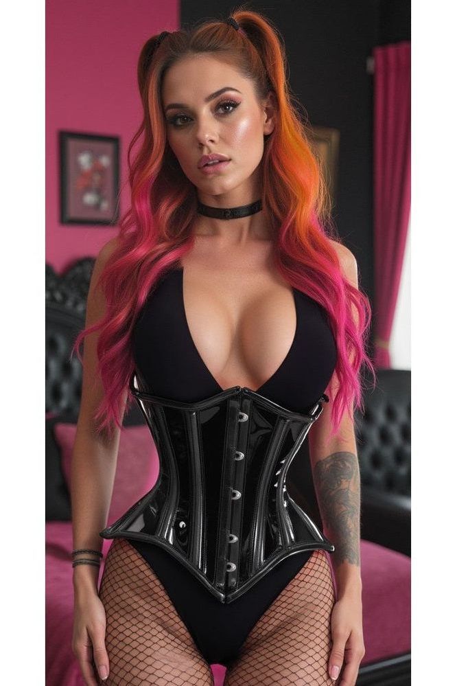 Lavish Black Clear Curvy Underbust Waist Cincher Corset - Daisy Corsets