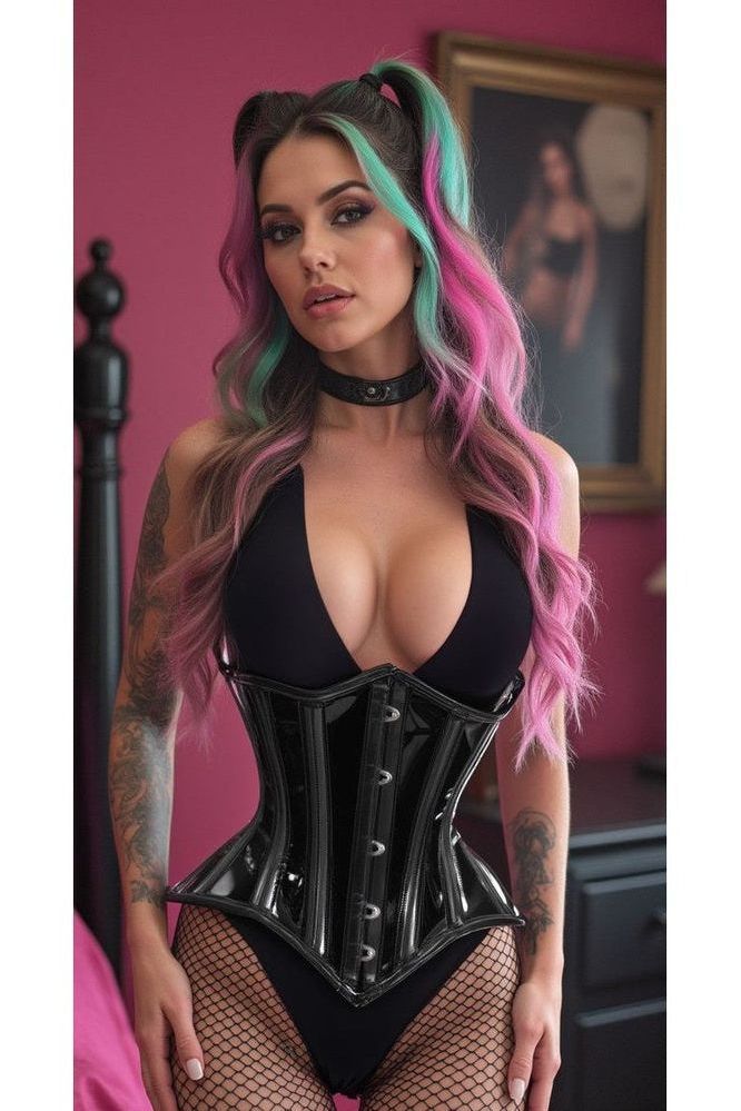 Lavish Black Clear Curvy Underbust Waist Cincher Corset - Daisy Corsets