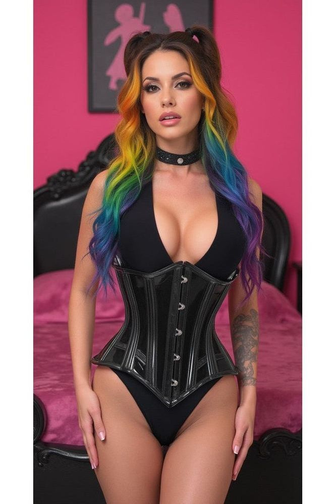 Lavish Black Clear Curvy Underbust Waist Cincher Corset - Daisy Corsets