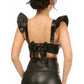 Lavish Black Faux Leather Underwire Bustier Top w/Removable Ruffle Sleeves - Daisy Corsets