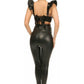 Lavish Black Faux Leather Underwire Bustier Top w/Removable Ruffle Sleeves - Daisy Corsets