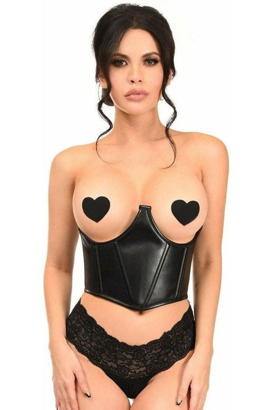 Lavish Black Faux Leather Underwire Cincher Corset - Daisy Corsets