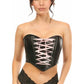 Lavish Black Faux Leather w/Pink Lace - Up Bustier - Daisy Corsets
