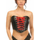 Lavish Black Faux Leather w/Red Lace - Up Bustier - Daisy Corsets