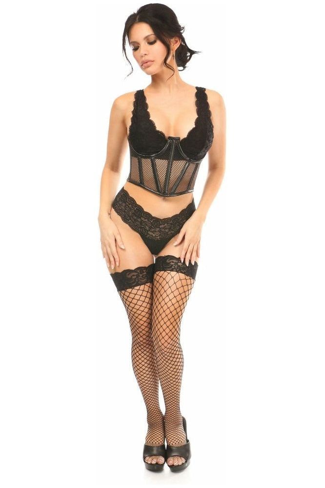 Lavish Black Fishnet Underwire Open Cup Waist Cincher - Daisy Corsets