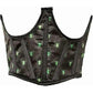 Lavish Black & Green Spiders Satin Open Cup Waist Cincher - Daisy Corsets