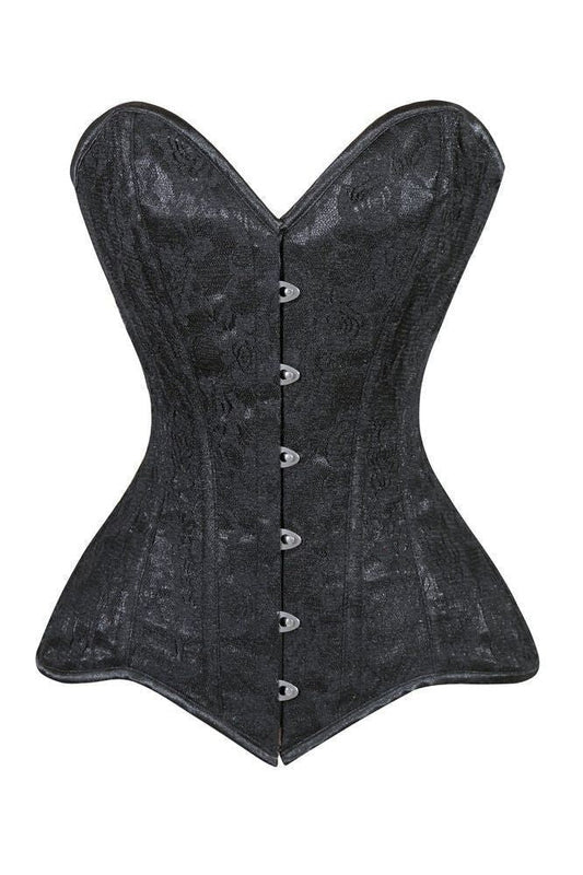 Lavish Black Lace Overbust Corset Sweetheart Neckline Busk Closure - Daisy Corsets