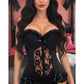 Lavish Black Lycra & Lace Hook & Eye Stretch Bustier Corset - Daisy Corsets