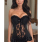 Lavish Black Lycra & Lace Hook & Eye Stretch Bustier Corset - Daisy Corsets