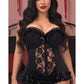 Lavish Black Lycra & Lace Hook & Eye Stretch Bustier Corset - Daisy Corsets
