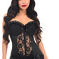 Lavish Black Lycra & Lace Hook & Eye Stretch Bustier Corset - Daisy Corsets
