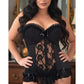 Lavish Black Lycra & Lace Hook & Eye Stretch Bustier Corset - Daisy Corsets