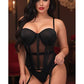 Lavish Black Mesh Underwire Bustier Corset w/Garters - Daisy Corsets