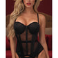 Lavish Black Mesh Underwire Bustier Corset w/Garters - Daisy Corsets